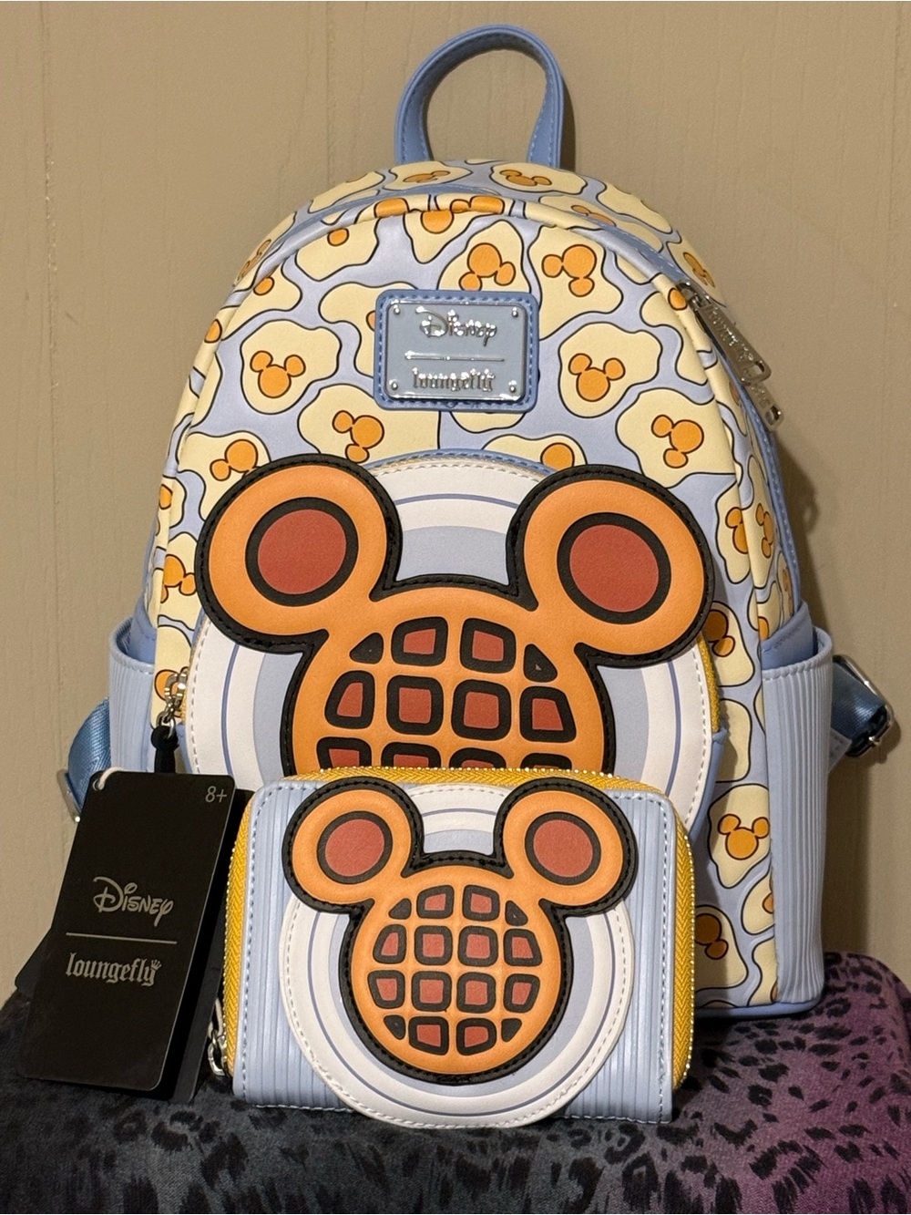 Disney Loungefly Mickey Waffle Mini Backpack + Wallet Set